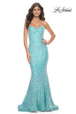 Light Aqua Sequin Strapless La Femme Prom Dress 32092