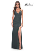 Navy Ruched Jersey La Femme Prom Dress 32115