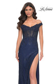 La Femme Prom Dress in Marine Blue