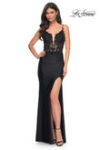 Black Plunging V-neckline La Femme Prom Dress 32132