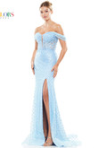Embroidered Halter Colors Prom Dress 3105 in Light Blue 