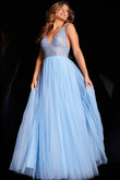 Light Blue A-line Tulle and Lace Jovani Prom Dress JVN05818