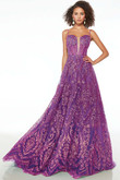 Bright Purple Glitter Alyce Paris Prom Dress 61581