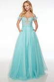 Blue Radiance Sweetheart Cold Shoulder Alyce Paris Prom Dress 61669