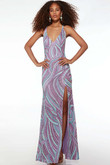 Lilac-Multi V-neck Alyce Paris Prom Dress 61642