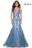 Slate Blue Mermaid Sequin La Femme Prom Dress 32192