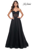 Black, Net Rhinestone Corset La Femme Prom Dress 32216