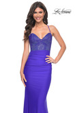 Royal blue La Femme 32260 fitted dress 