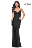 Black Rhinestone Mesh La Femme Prom Dress 32260