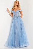 Sky Blue Off-The-Shoulder A-line Jovani Prom Dress JVN23698