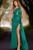 Emerald Draped One-Shoulder Jovani Prom Dress JVN37522