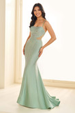 sage long prom dress Ellie Wilde EW36013
