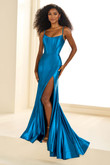 Peacock satin prom dress Ellie Wilde EW36021