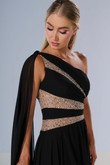 Tiffany 16217 dress with asymmetric neck