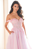 Ellie Wilde EW36214 dress with shoulders off
