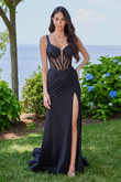 Morilee 49157 Glittery Lace-Up Back Corset Prom Gown