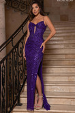 Purple Rachel Allan 70758 dress with spaghetti strap 