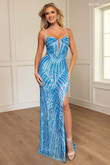 Powder Blue Rachel Allan 70811 dress with slit