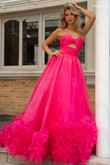 Hot Pink strapless gown Rachel Allan 70820
