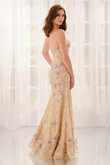 Colette CL6143 back angle showing mid-open back and embroidered glitter tulle skirt
