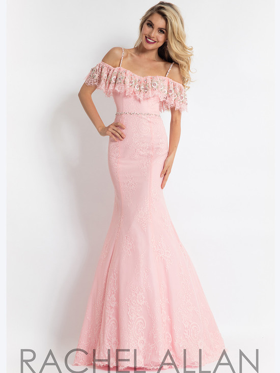 Cold Shoulder Slit Rachel Allan Dress 6111