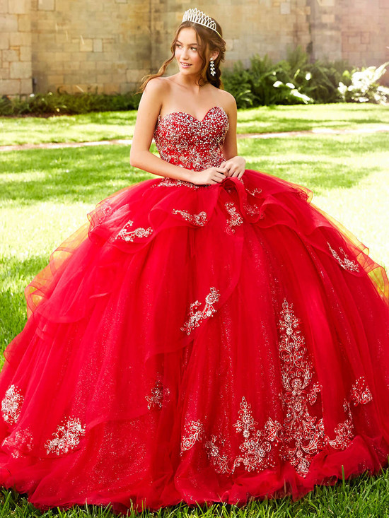 ruffled sparkle tulle w/lace appliques princesa by ariana vara pr11923