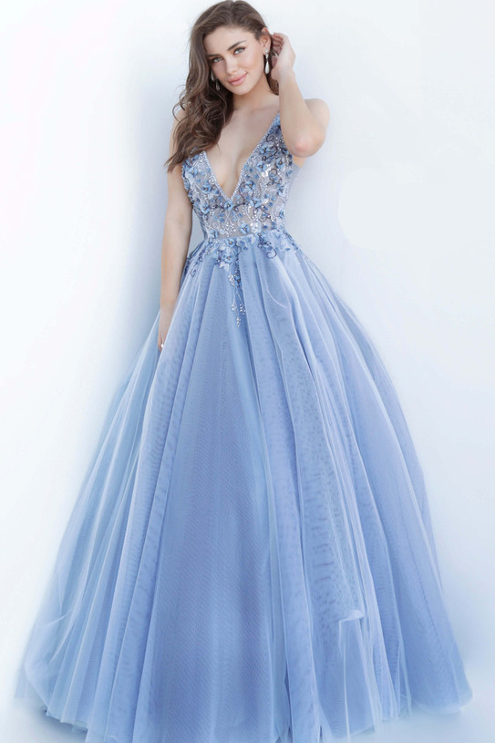 blue tulle prom dress jovani 3110