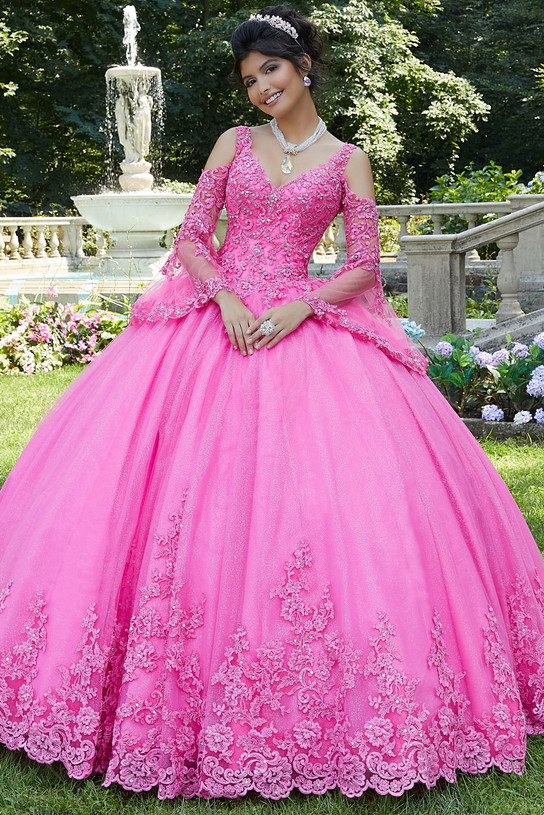 bell sleeves vizcaya quinceanera ball gown 89270