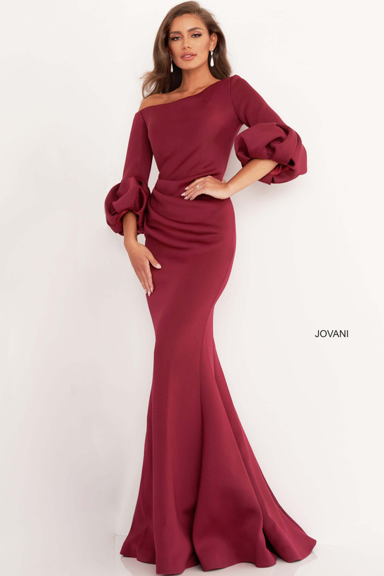 Three-Quarter Puff Sleeves Formal Evening Dress by Jovani 39739