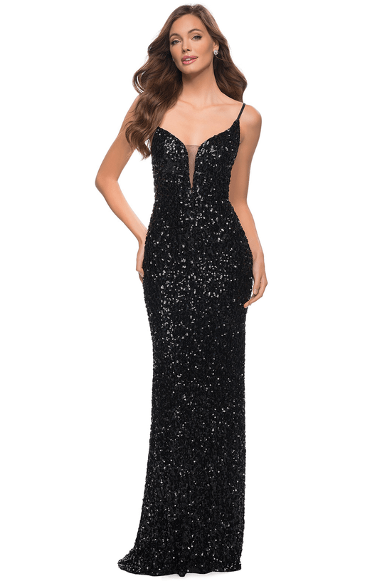 sequin sheath long prom dress la femme 29872