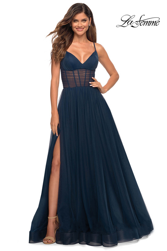 La Femme Prom Dress in Navy
