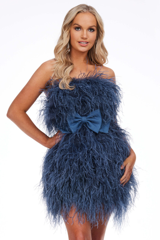 Strapless Bow Detail Short Prom Dress by Ashley Lauren 4467