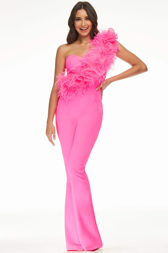 Slim Flare Scuba Prom Jumpsuit by Ashley Lauren 11106