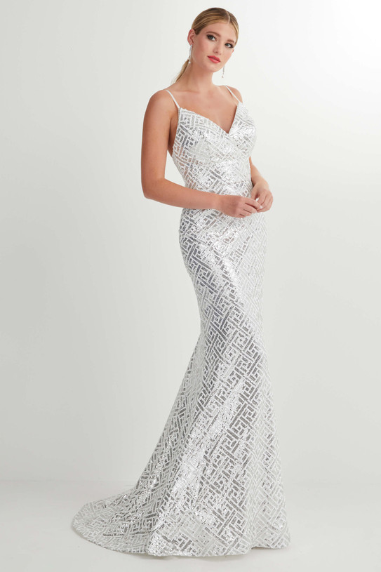 Geometric Sequin Studio 17 Prom Dress 12909