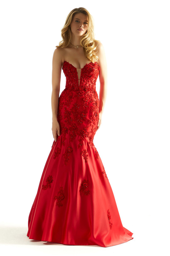 Red Plunging Bust Morilee 49060 Prom Dress
