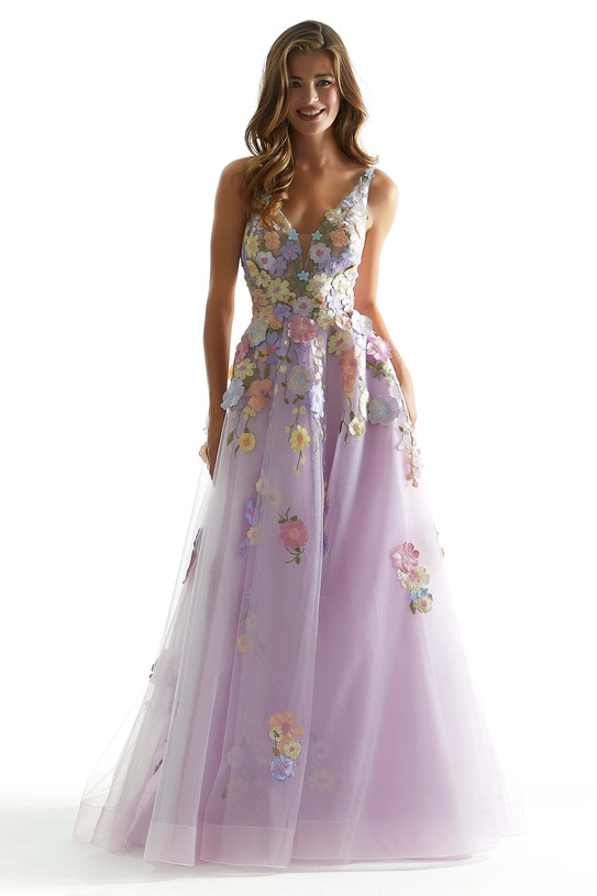 Light Purple 3D Floral Morilee 49074 Prom Dress