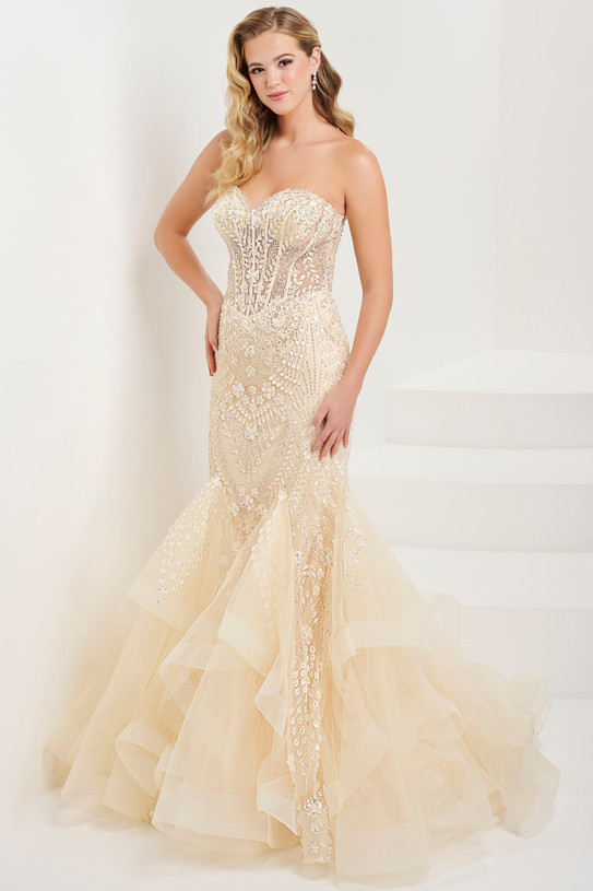 Ivory/Champagne Tiffany Designs Prom Dress 16103
