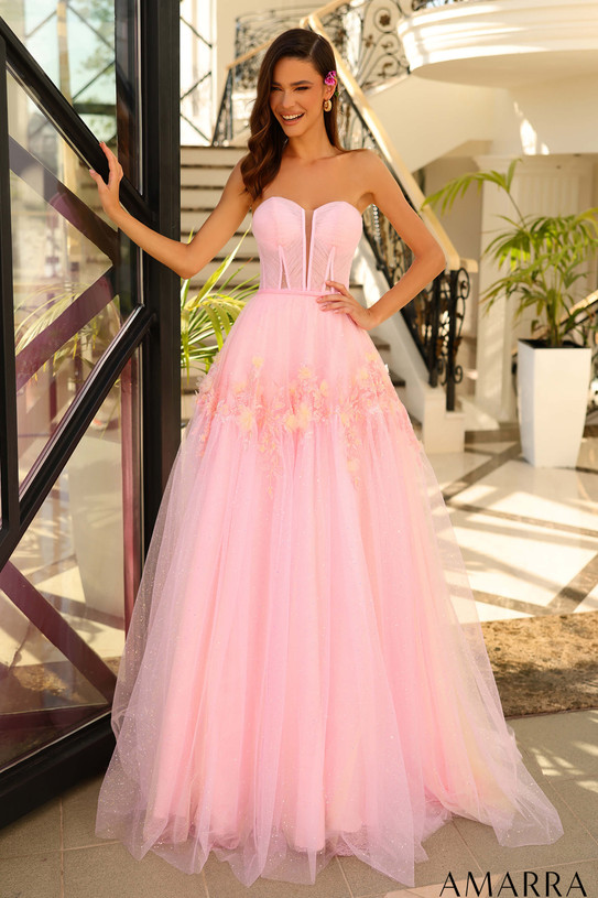 Pink/Yellow A-line Amarra Prom Dress 88874