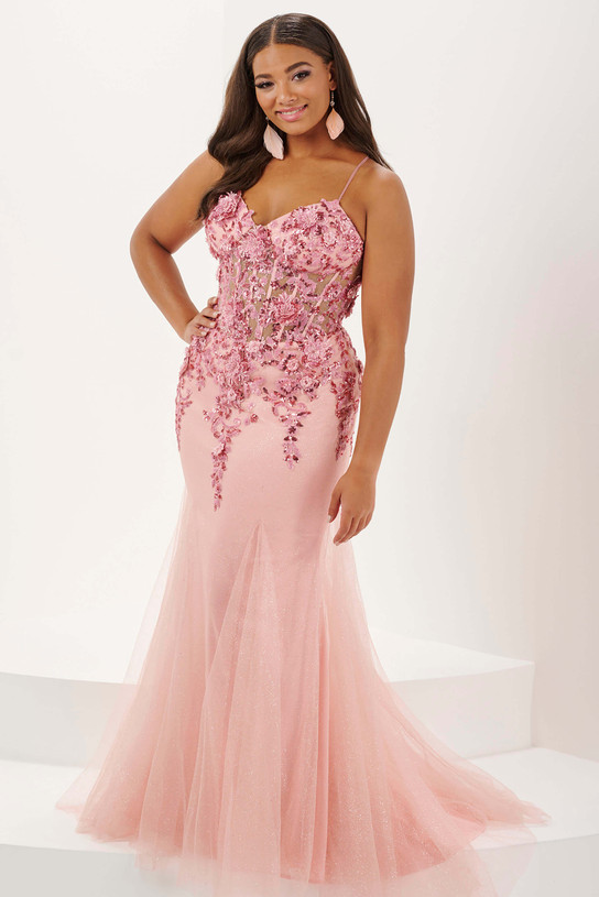 Floral Mermaid Tiffany Designs Plus Size 16133 Prom Dress