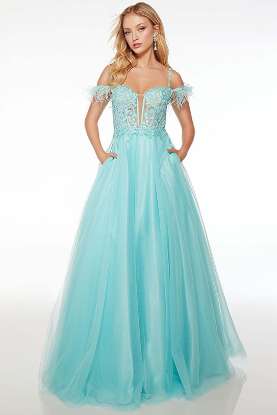 Blue Radiance Cold Shoulder Alyce Paris Prom Dress 61669