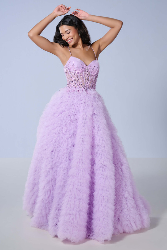 Floral sheer corset dress by Tiffany 16252