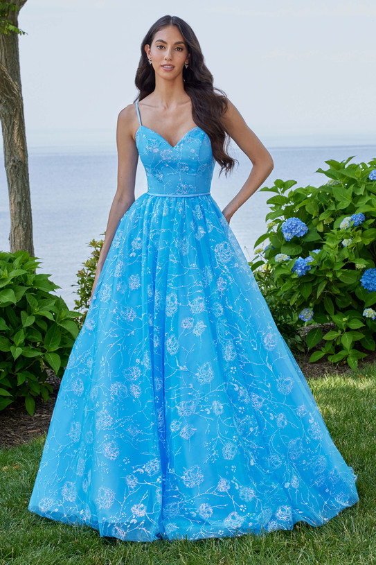 Morilee 49153 Floral Glitter A-line Gown | Prom Headquarters