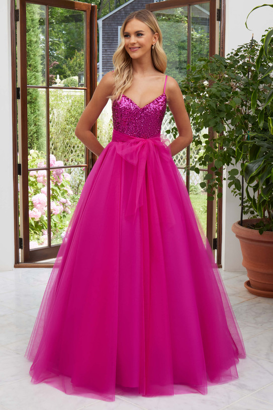 Sequined Bodice Dress with Tie Bow Detail Morilee 49115