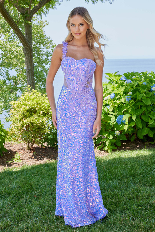 Sweetheart Corset Dress with Botanical-Inspired Lace Morilee 49163