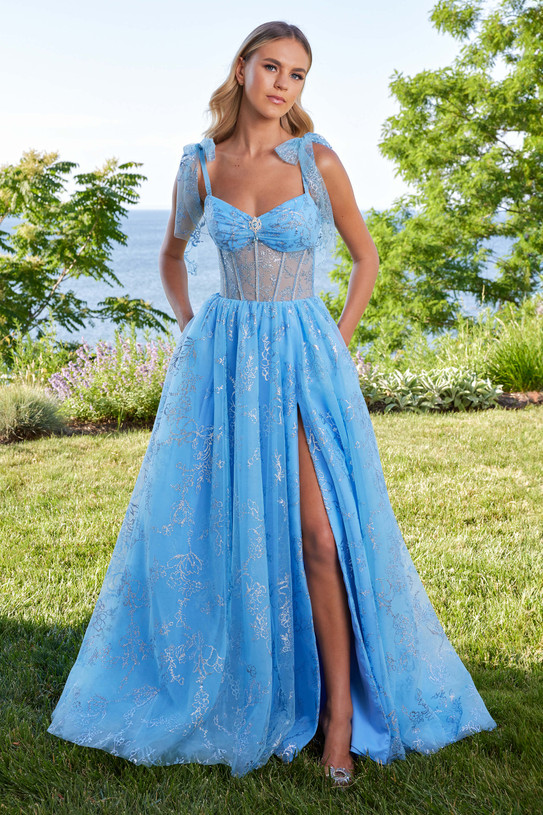 Corset Bodice Dress with a Brooch  Detail Morilee 49185