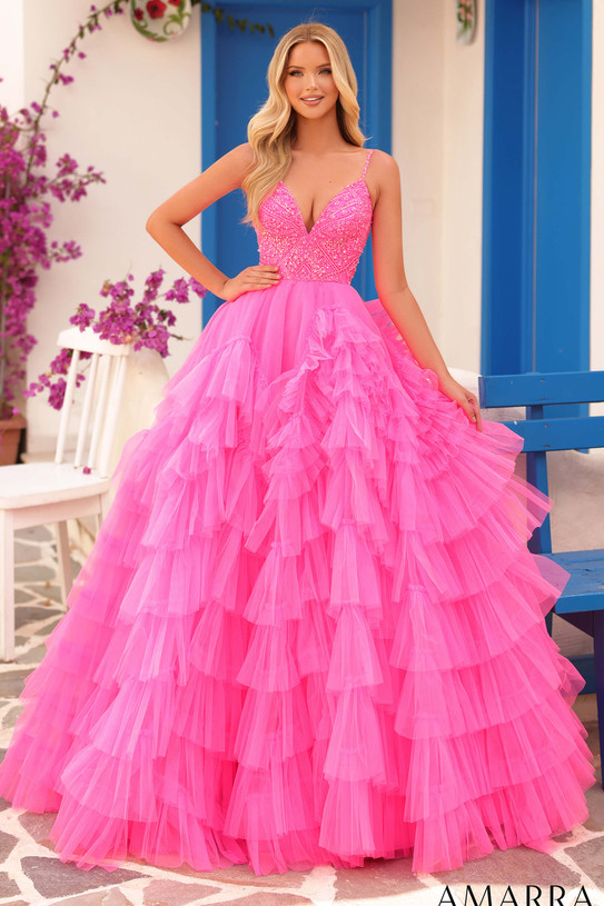 Hot pink Amarra 88296 Prom dress
