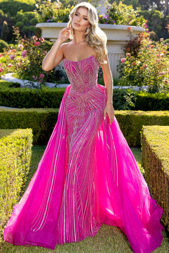 Fuchsia Fitted pageant Gown PS25175