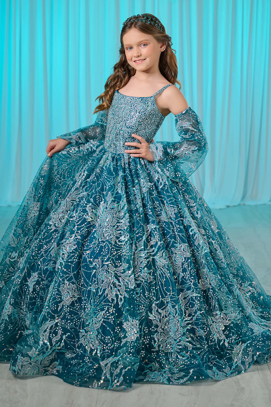 Tiffany Princess Floral Glitter Tulle Girls Pageant Dress 13757