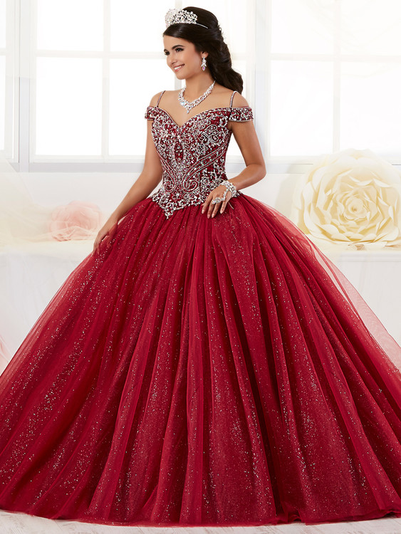 Cold Shoulder Quinceanera Collection Sparkle Tulle Ball Gown Dress 26899 |  PromHeadQuarters.com