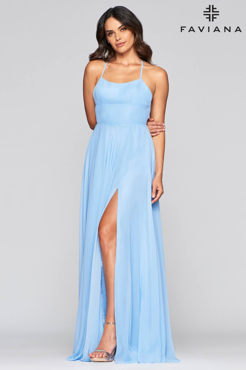 cloud blue a-line faviana dress s10233